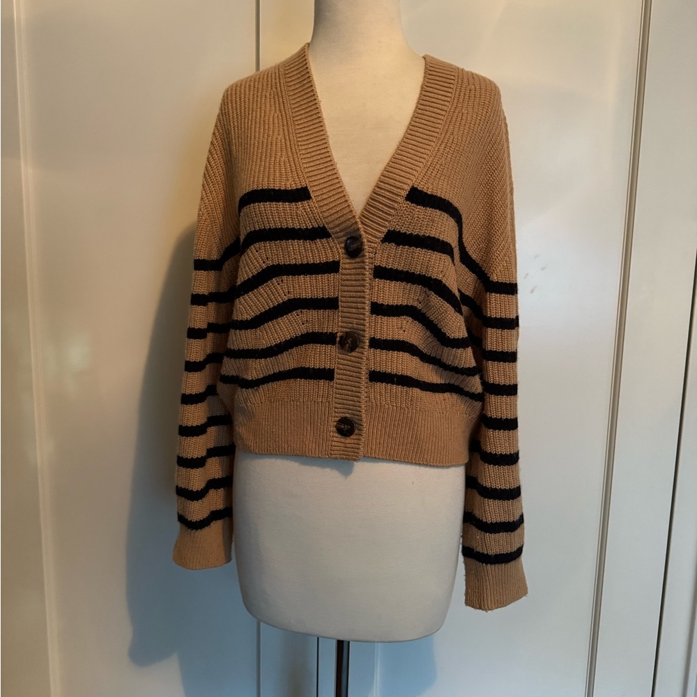 Jonathan Simkhai Tan and Black Striped Cardigan
